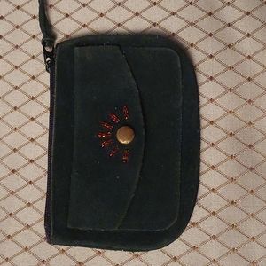 VINTAGE GREEN SUEDE POUCH